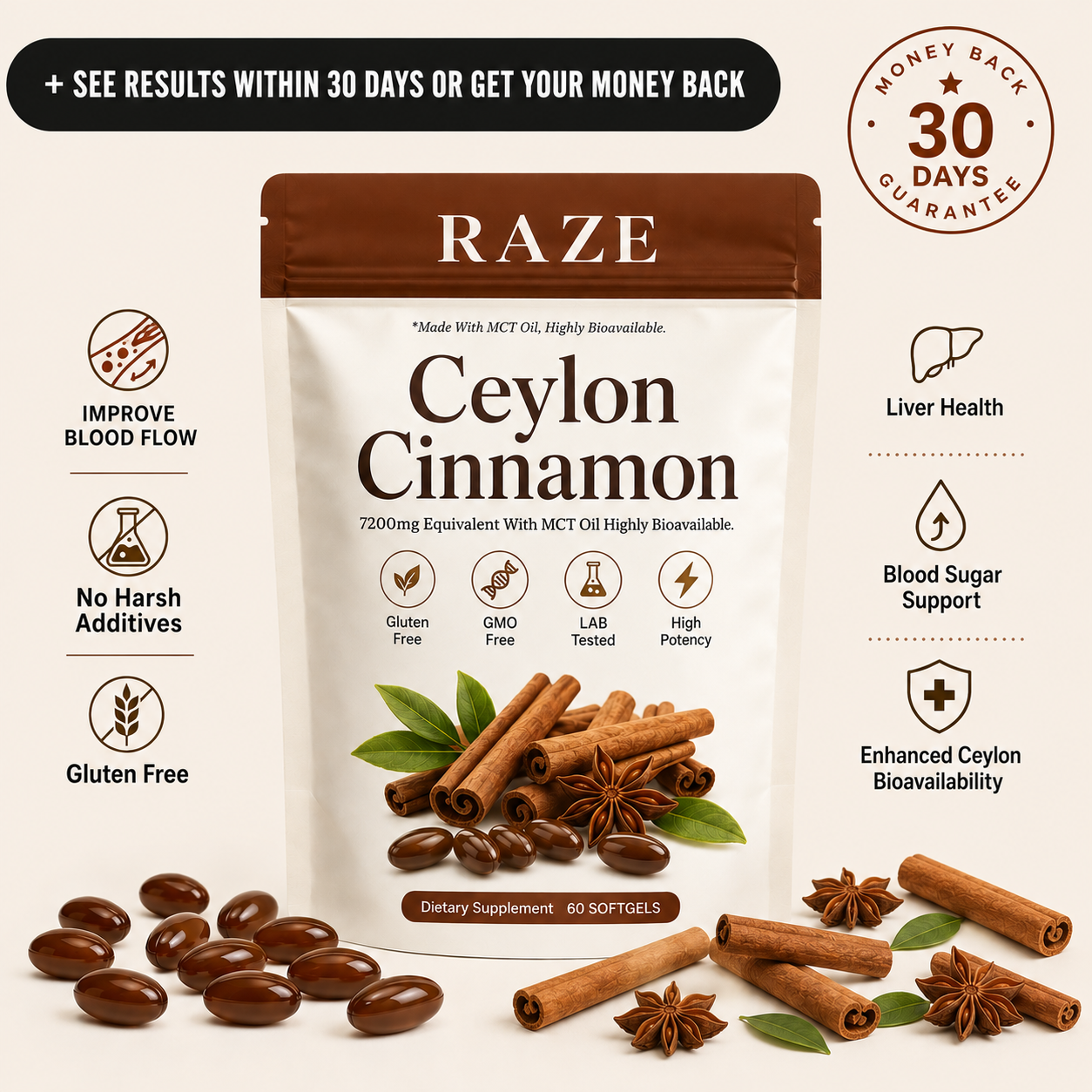 RAZE True Ceylon Cinnamon — For Controlled Blood Sugar